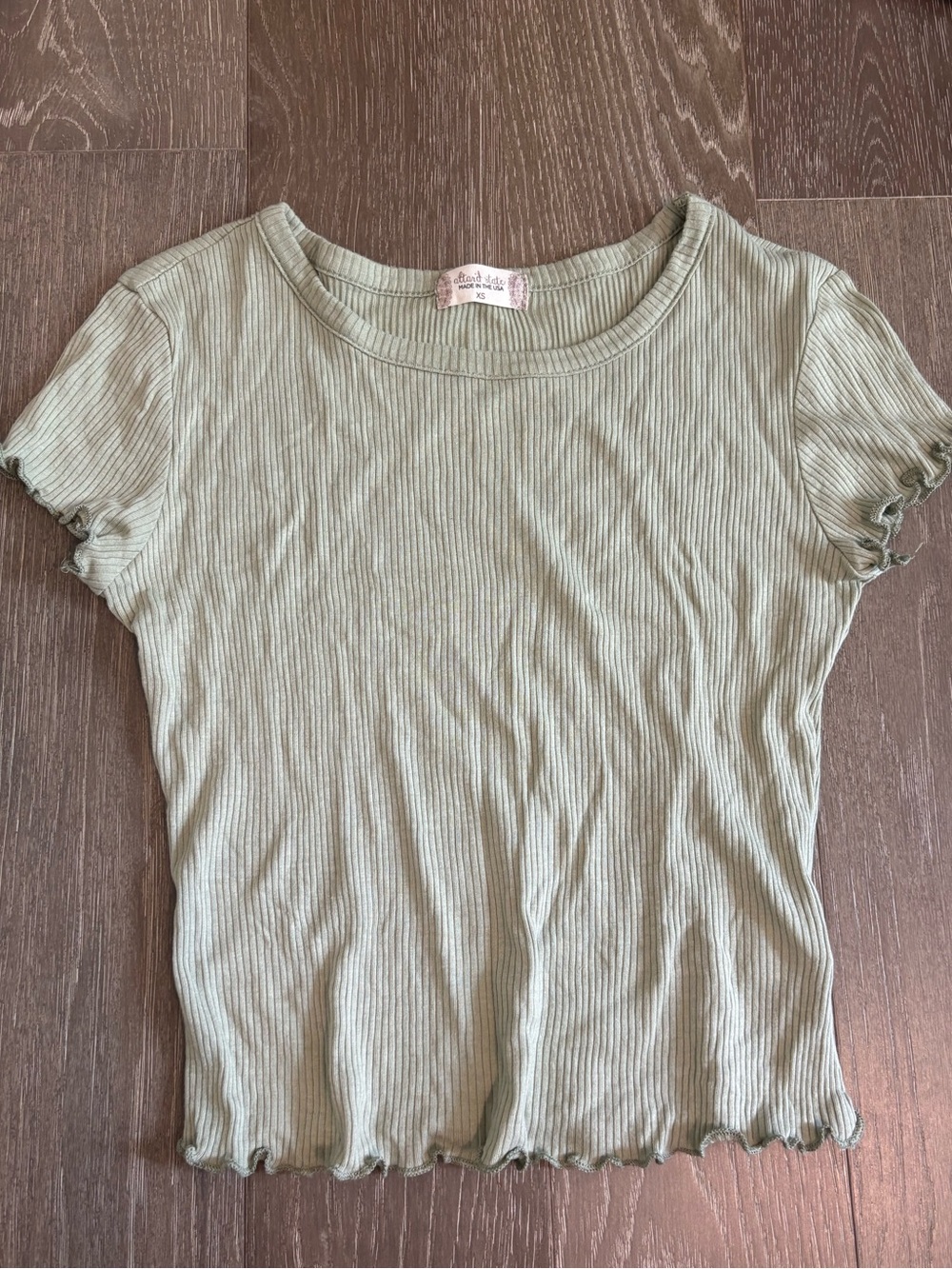 Altar’d State Ribbed Short Sleeve Top - Sage Green